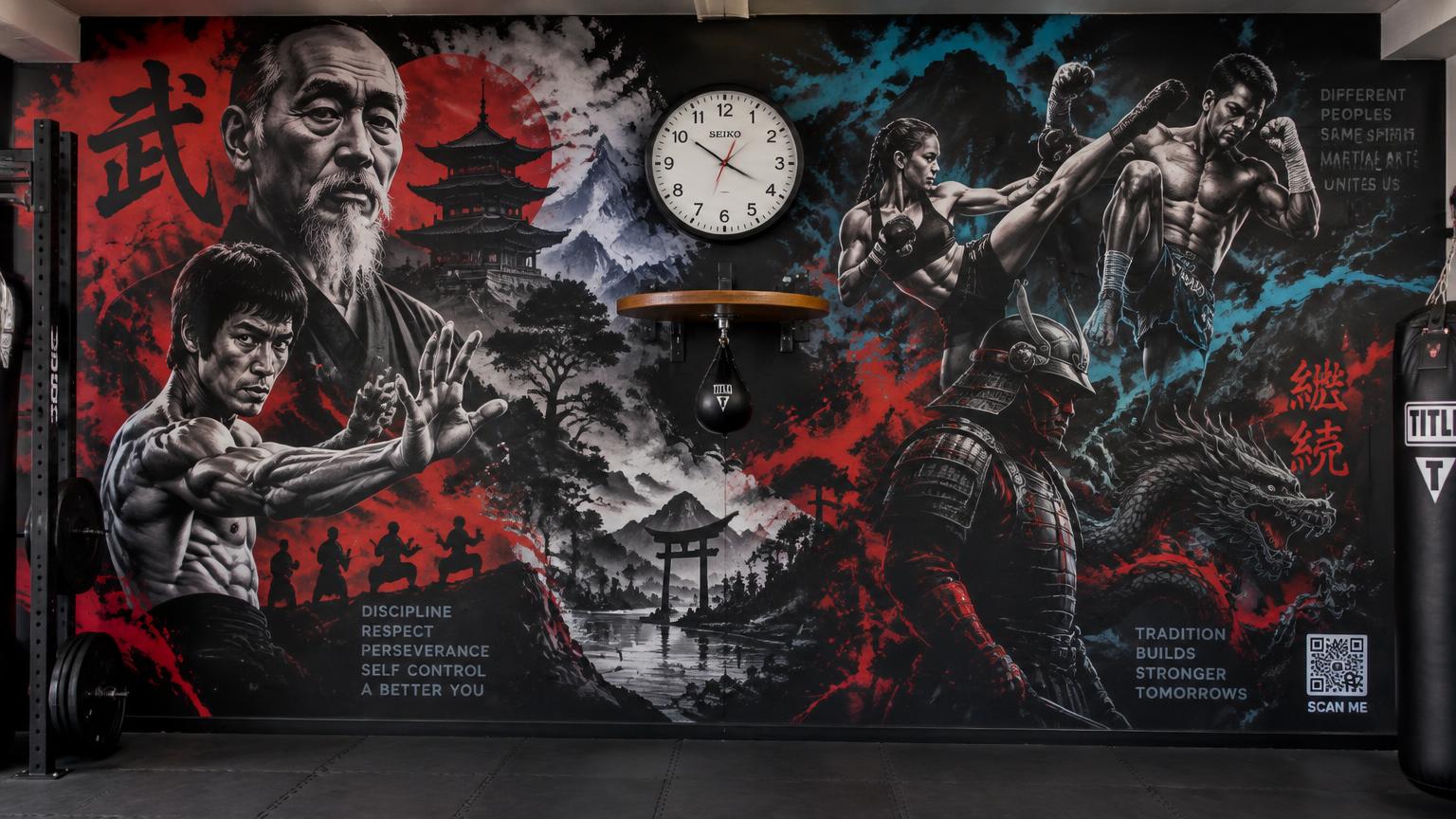 Martial arts gym after mural installation